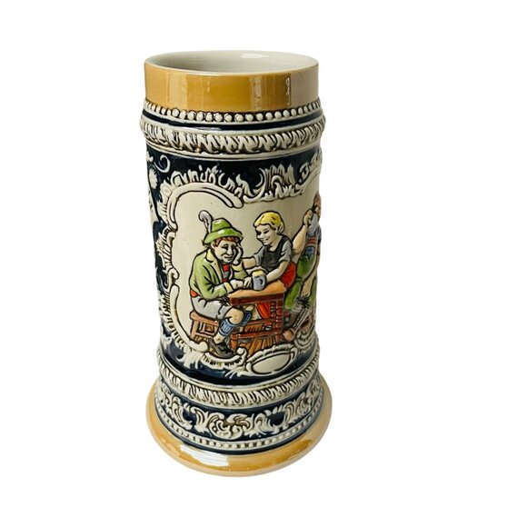 Vintage German Beer Stein Mug With Handle Hand-Painted Ceramic Bavarian Tavern S - Picture 4 of 11